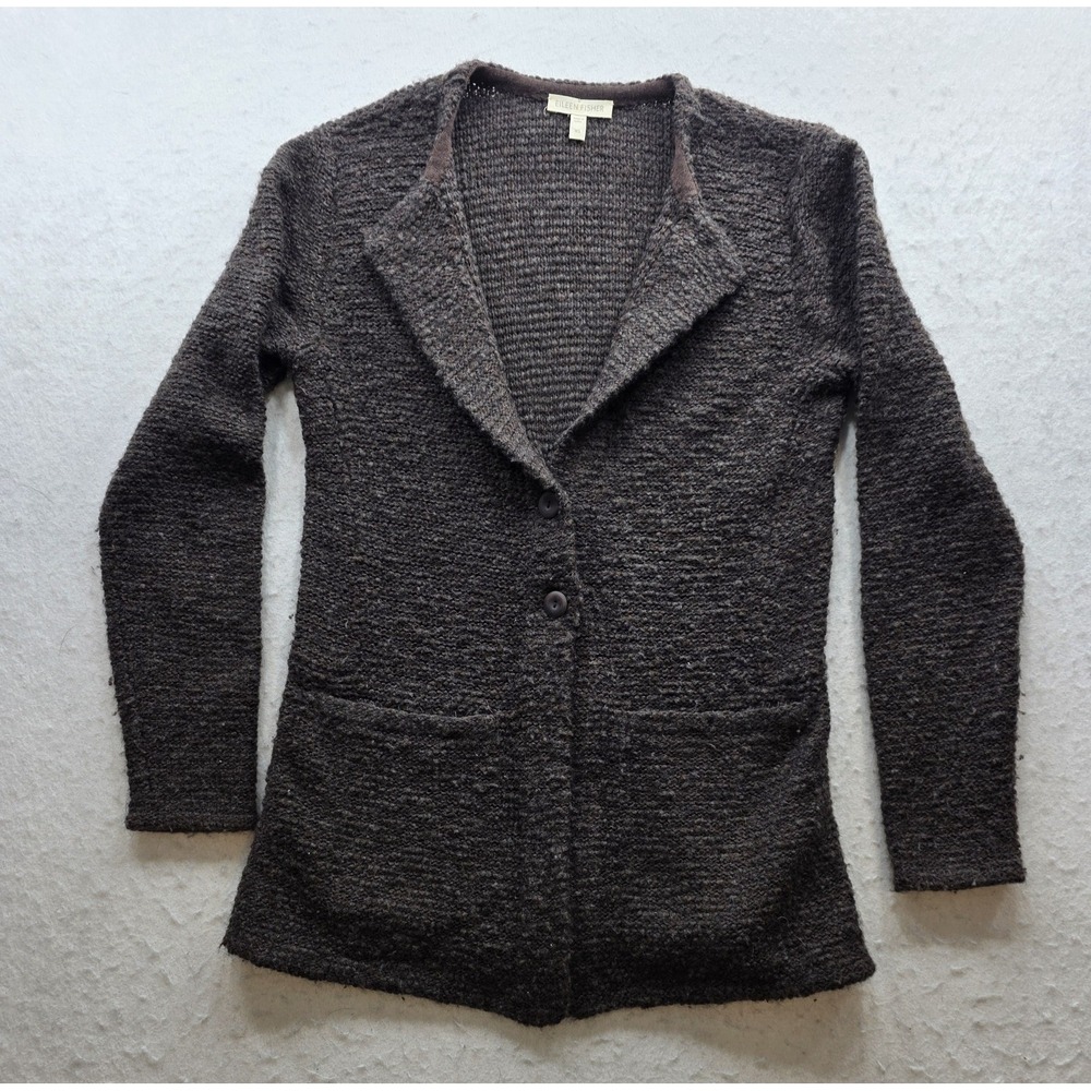 Eileen Fisher Women's Dark Brown Wool 2 Button Cardigan. Size XS - Picture 2 of 8